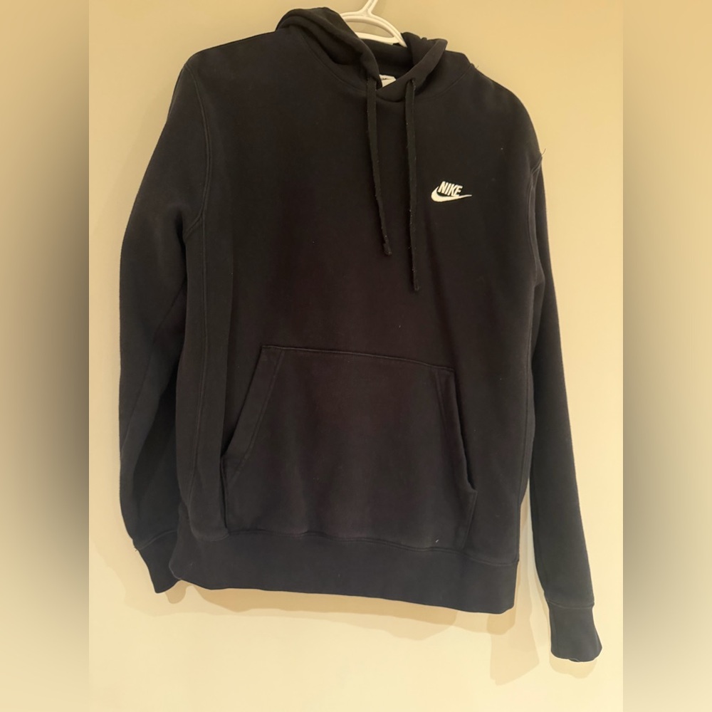 Nike Men's Charcoal Hoodie with White Emblem